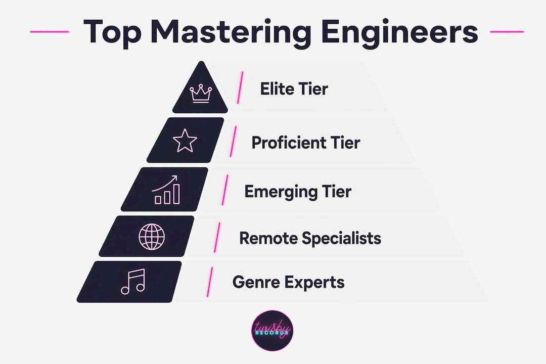 Infographic ranking best mastering engineers for musicians