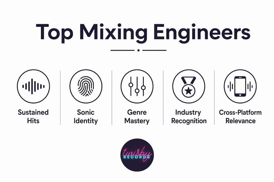 Infographic showing top mixing engineer ranking criteria