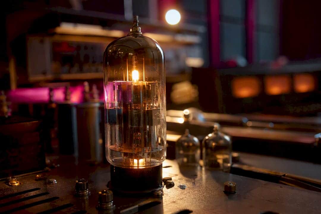 Glowing vacuum tube in analog audio equipment