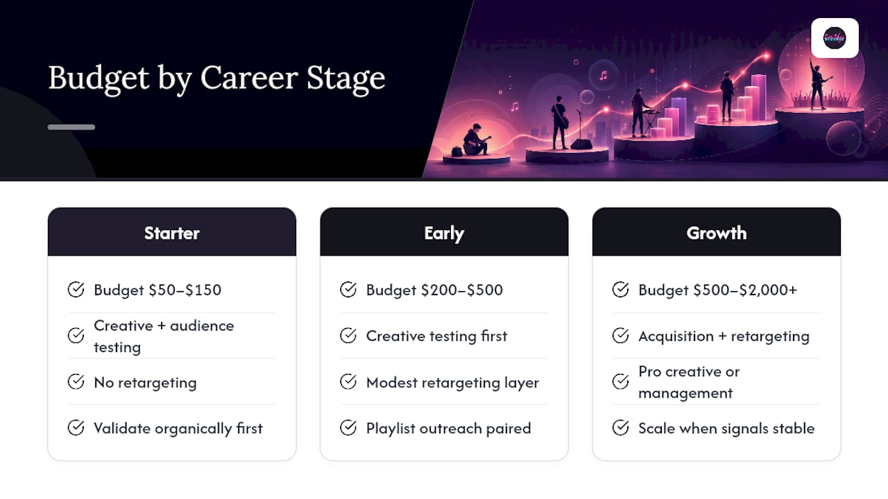 Diagram of music ads budgets by career stage