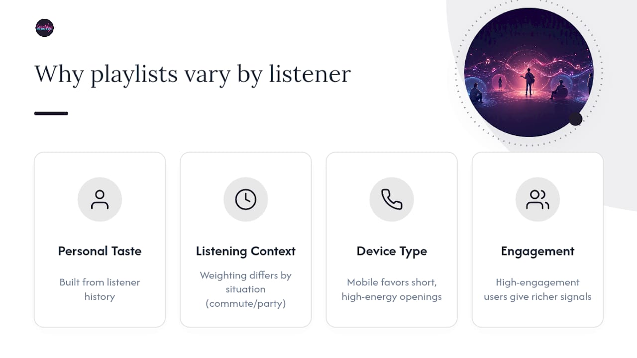 Do Algorithmic Playlists Behave Differently Across Listeners? — overview diagram