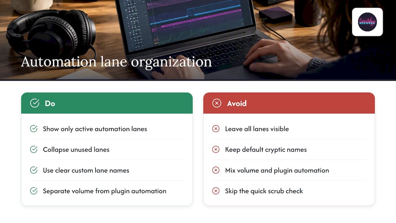 Recommended organization practices for session automation lanes — overview diagram