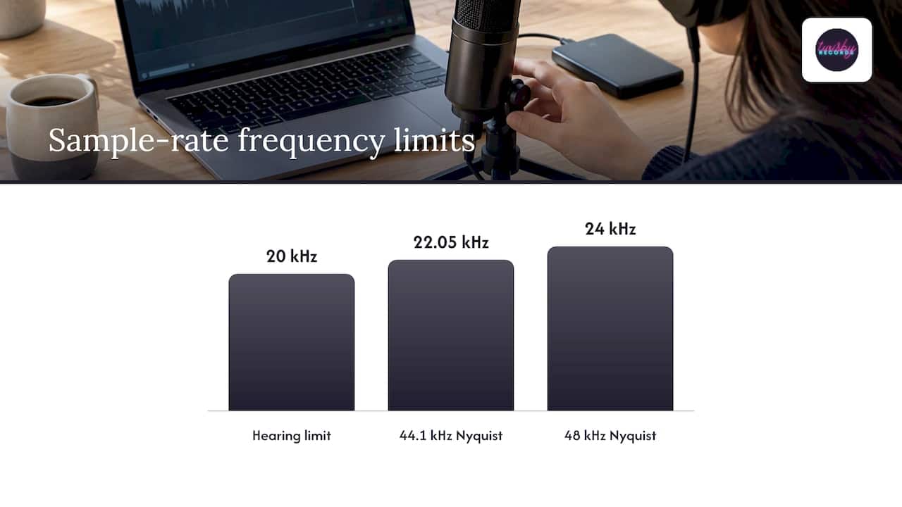 Sample rate Nyquist frequencies compared with hearing range